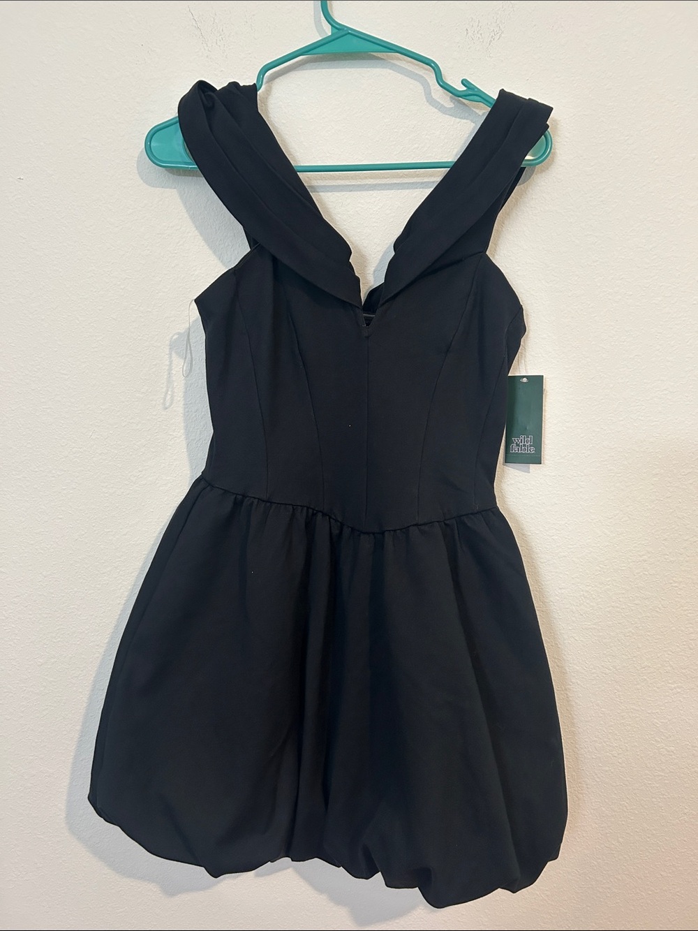 wild fable Black Fit-and-Flare Bubble Hem Dress